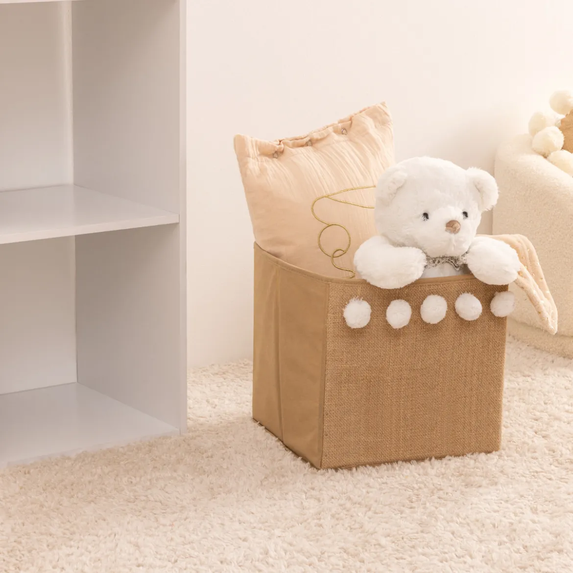 Bac de rangement enfant pompons
