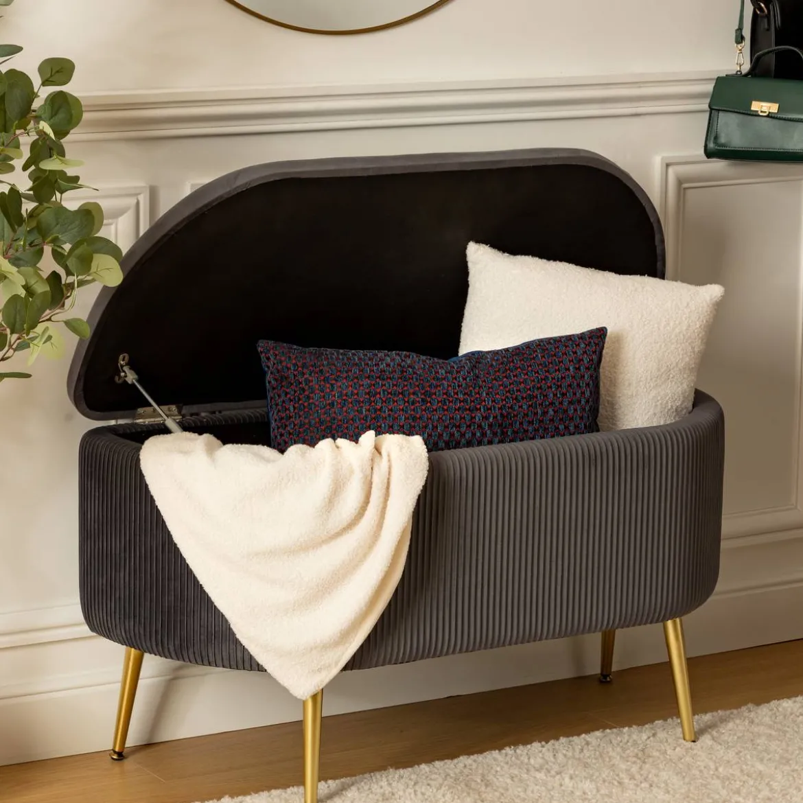 Banc coffre velours "Solaro"
