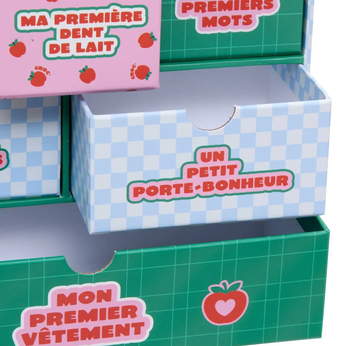 Coffret à souvenirs 10 tiroirs "Pomme d'amour"