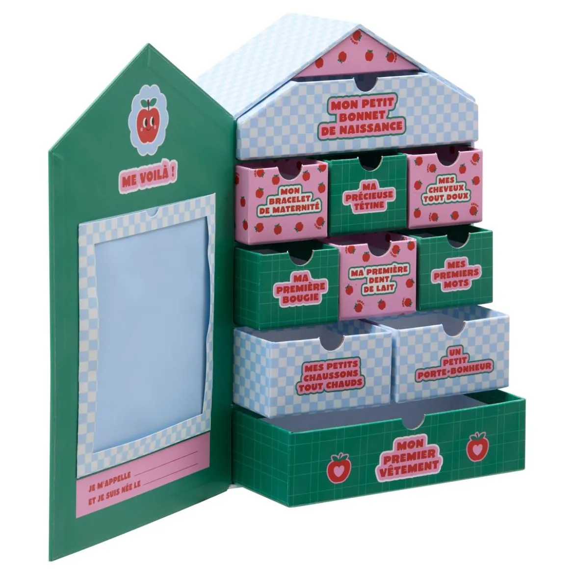 Coffret à souvenirs 10 tiroirs "Pomme d'amour"