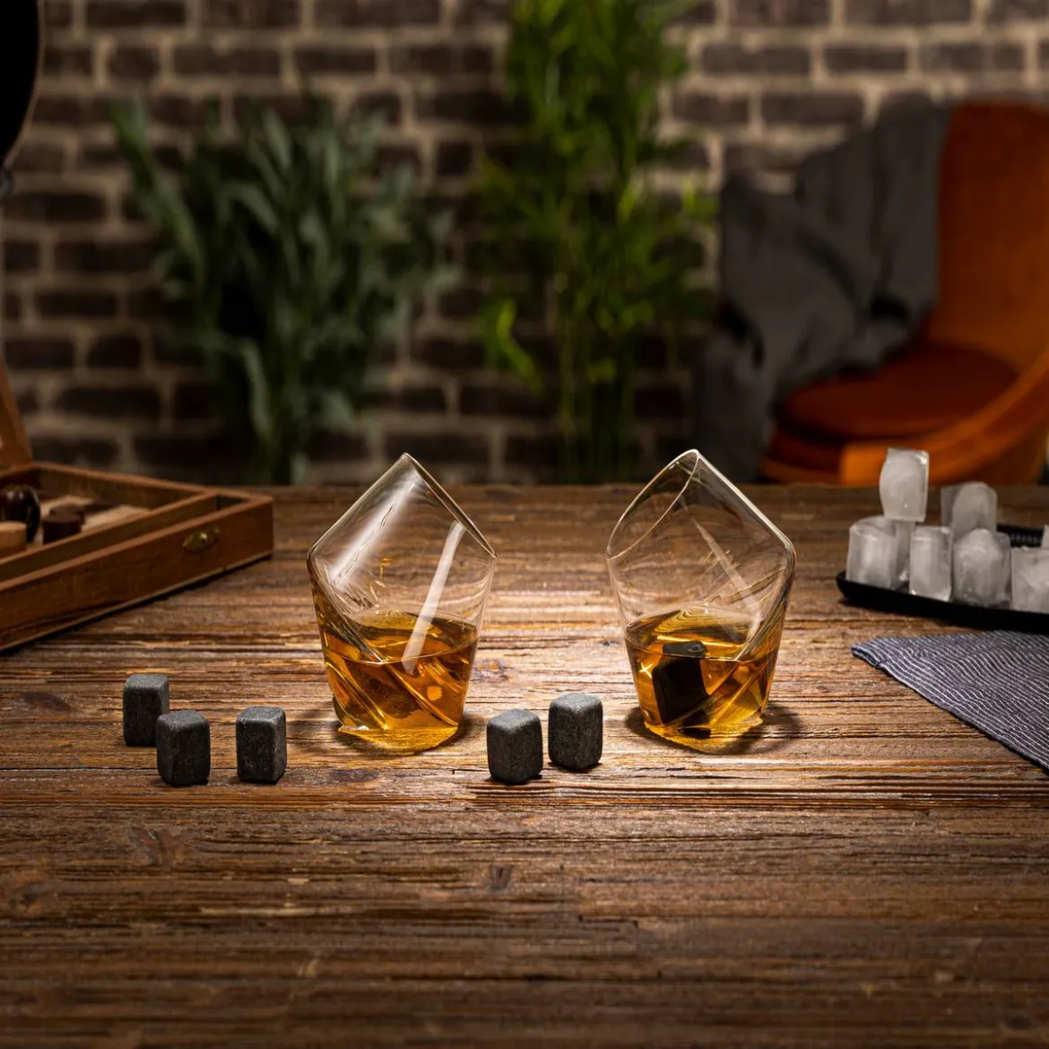 Coffret 2 verres à whisky avec pierres "Whisky"
