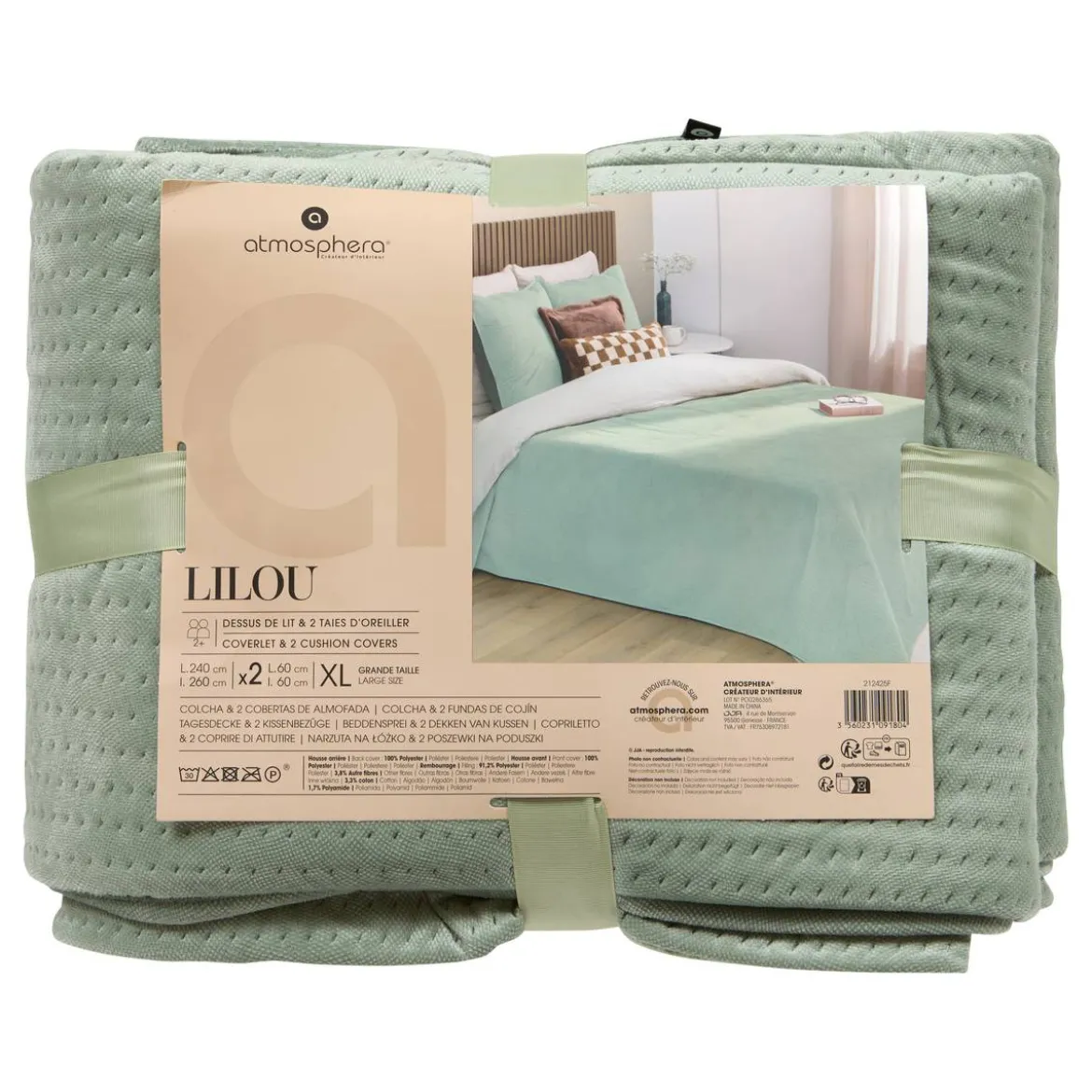 Dessus de lit et 2 taies d'oreiller "Lilou"