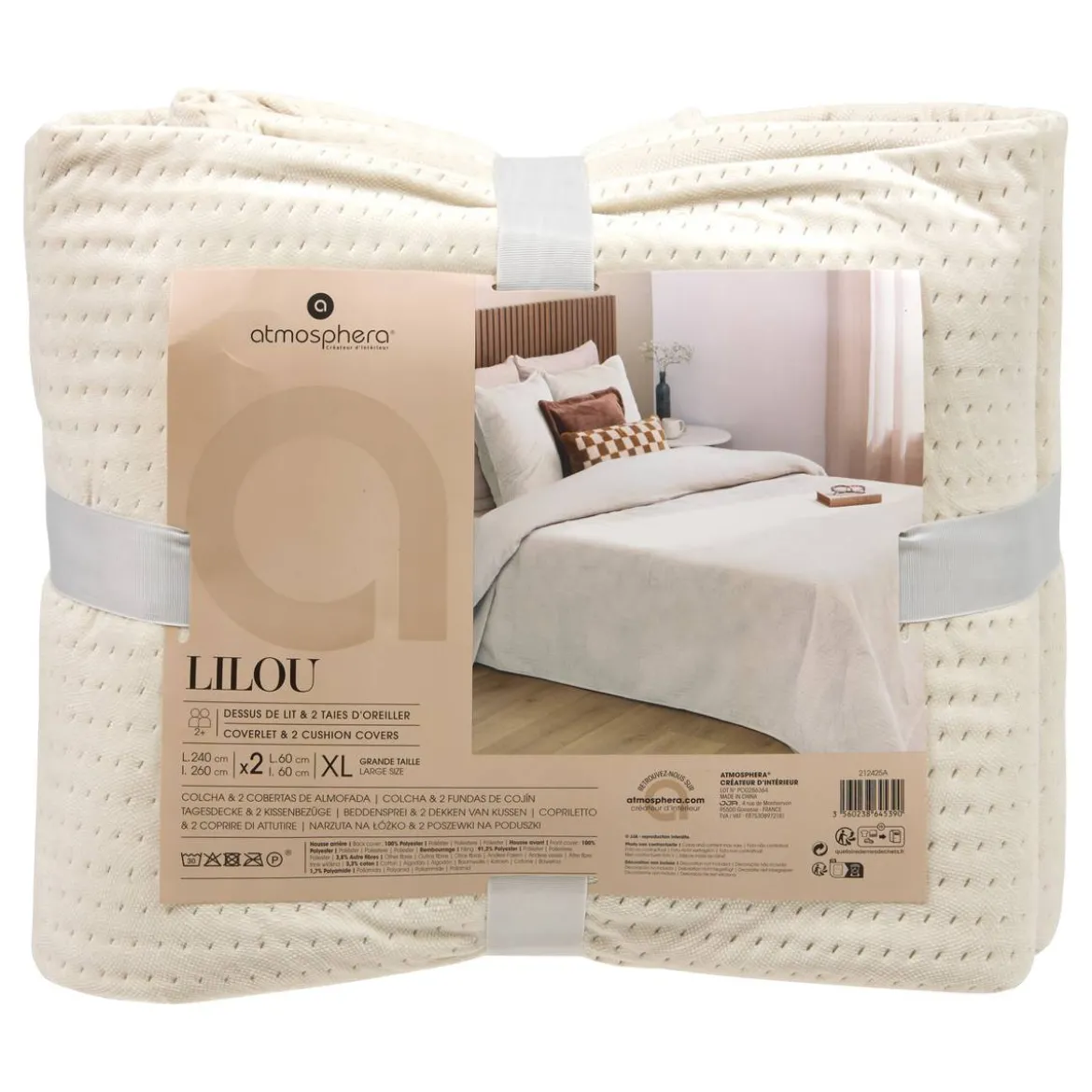 Dessus de lit et 2 taies d'oreiller "Lilou"