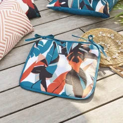 Galette de chaise carrée DEYO motif Feuilles