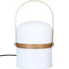 Lampe d'extérieur KIARA rechargeable USB avec anse en bois Blanc
