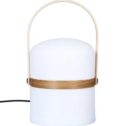 Lampe d'extérieur KIARA rechargeable USB avec anse en bois Blanc