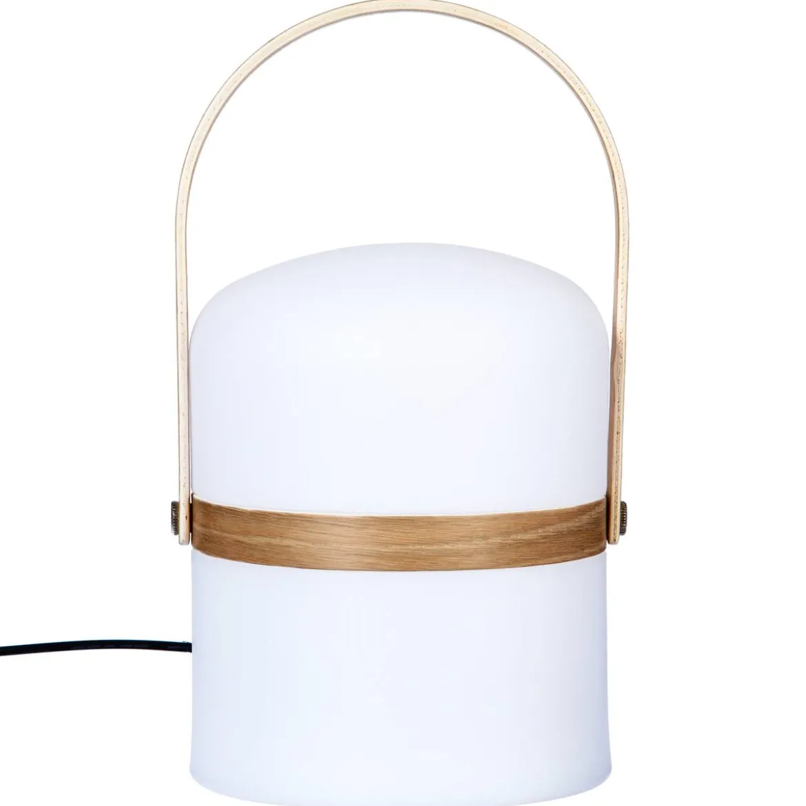 Lampe d'extérieur KIARA rechargeable USB avec anse en bois Blanc