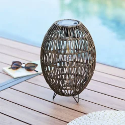 Lampe d'extérieur solaire ovale Beige