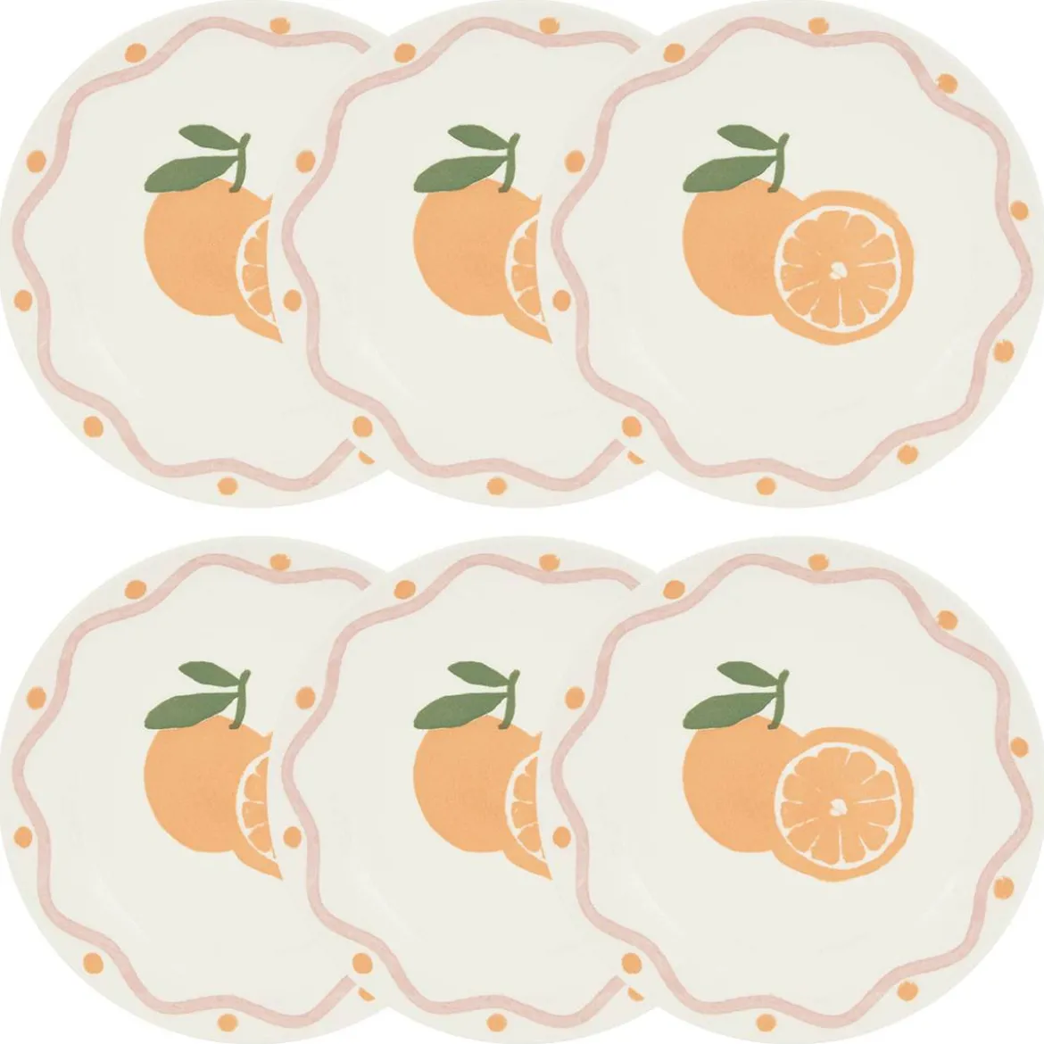 Lot de 6 assiettes à dessert "Fruity"