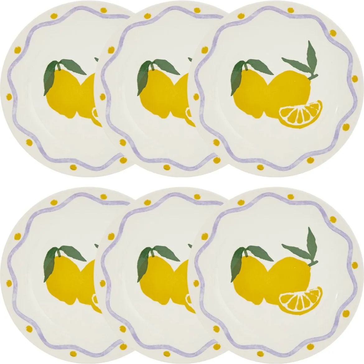Lot de 6 assiettes à dessert "Fruity"
