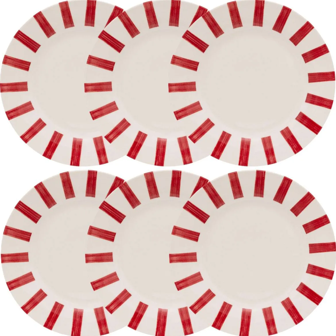 Lot de 6 assiettes plates "Cheri"