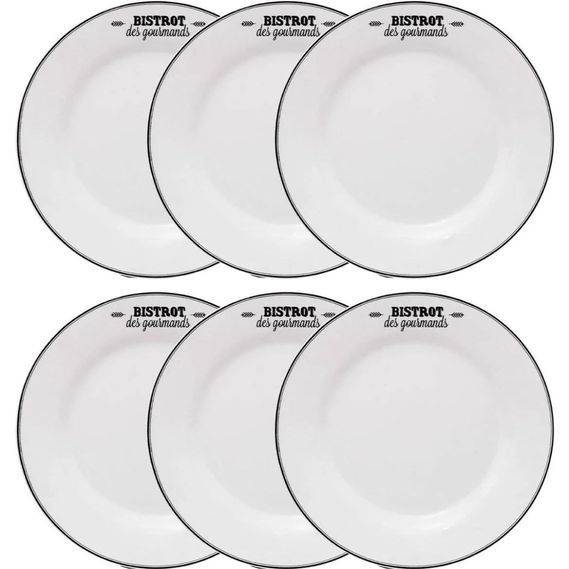 Lot de 6 assiettes plates "Bistrot"