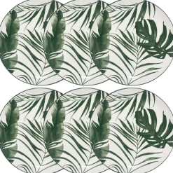 Lot de 6 assiettes plates "Palme"
