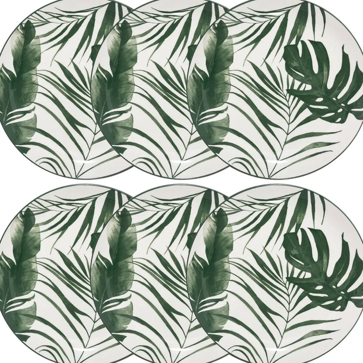 Lot de 6 assiettes plates "Palme"