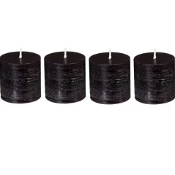 Lot de 4 bougies rustiques 