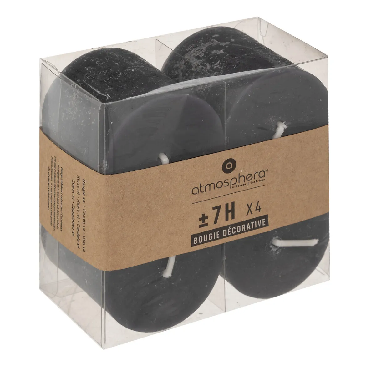 Lot de 4 bougies rustiques "Olia"