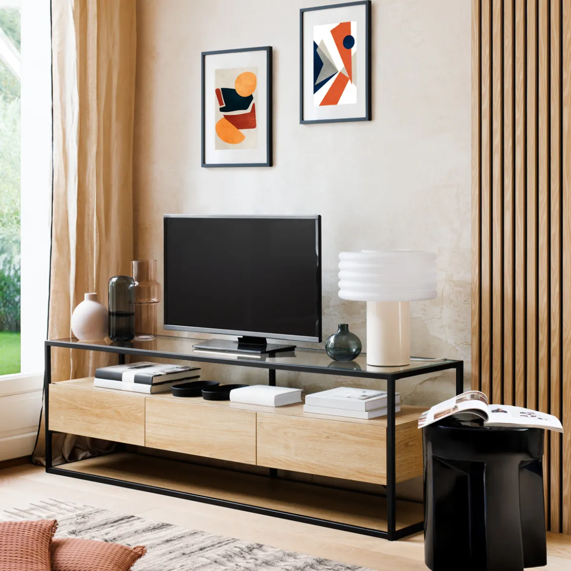 Lot de 3 panneaux décoratifs tasseaux bois Colva