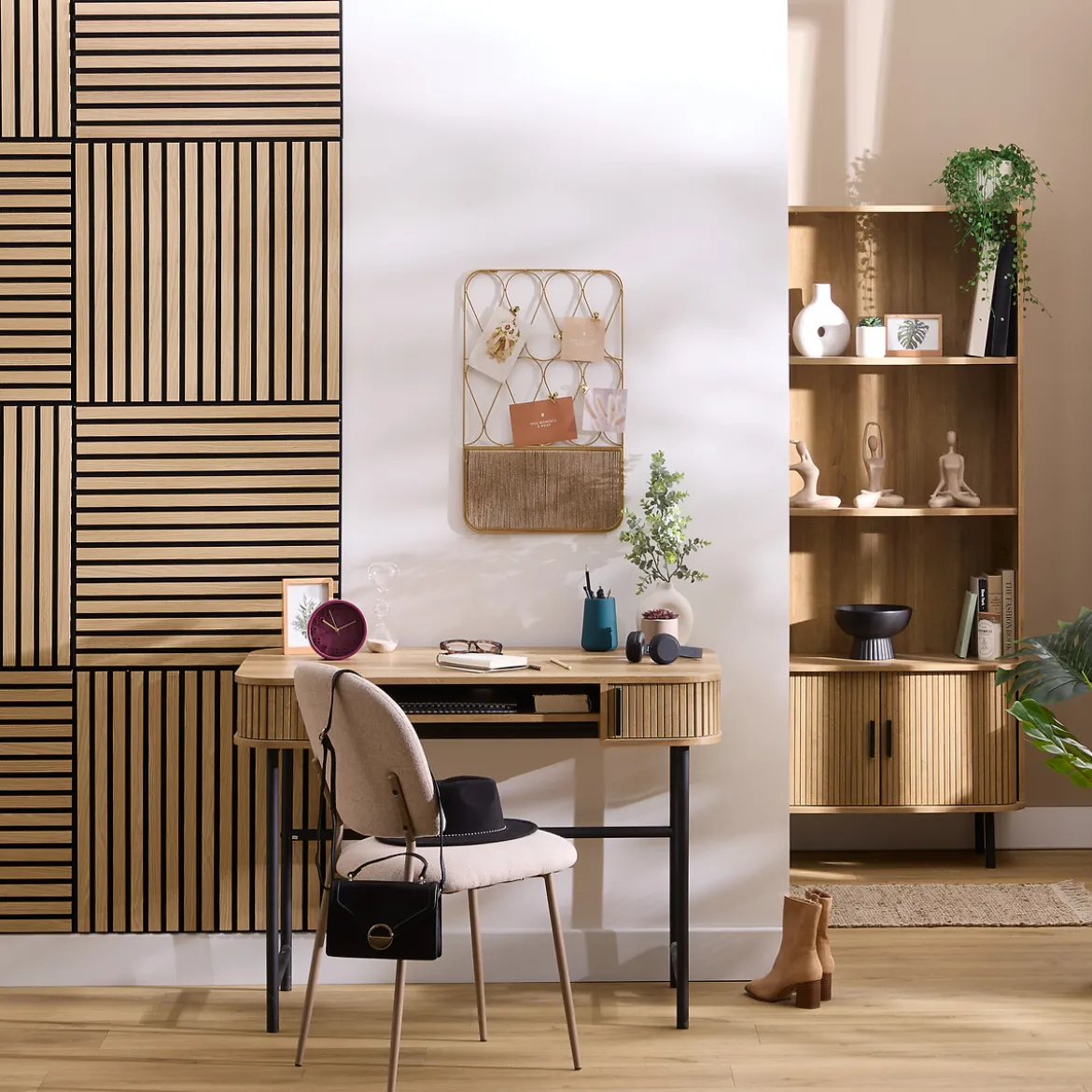 Lot de 2 panneaux décoratifs tasseaux bois Colva