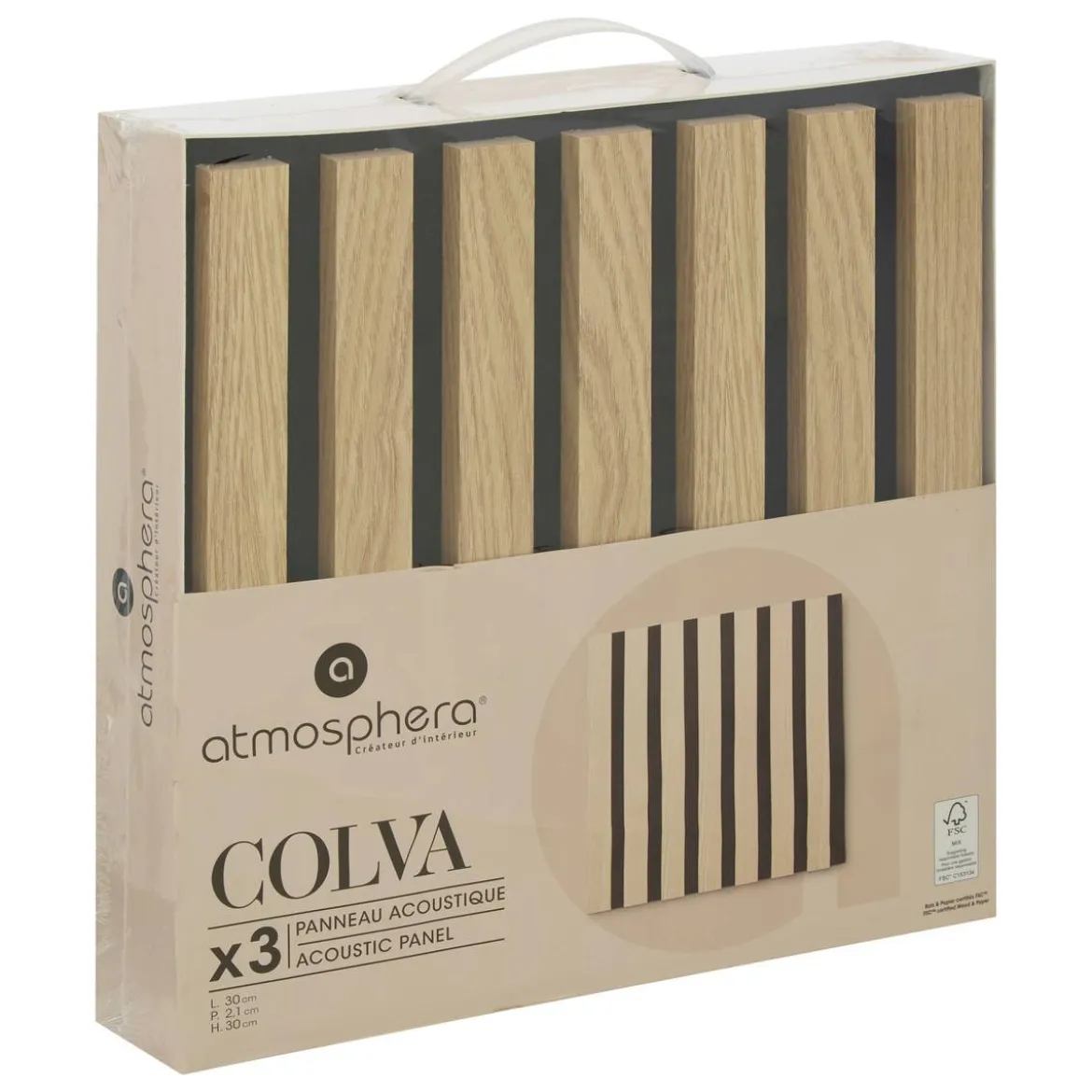 Lot de 3 panneaux décoratifs tasseaux bois Colva