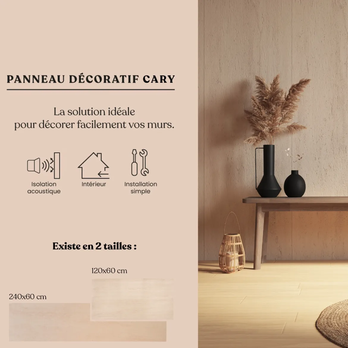 Lot de 3 panneaux muraux décoratifs "Cary"