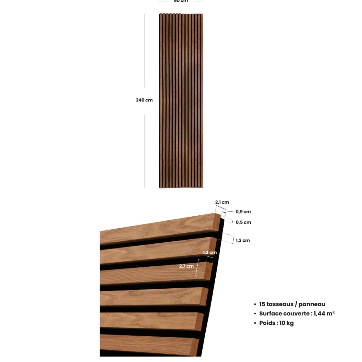 Panneau décoratif tasseaux bois "Colva"