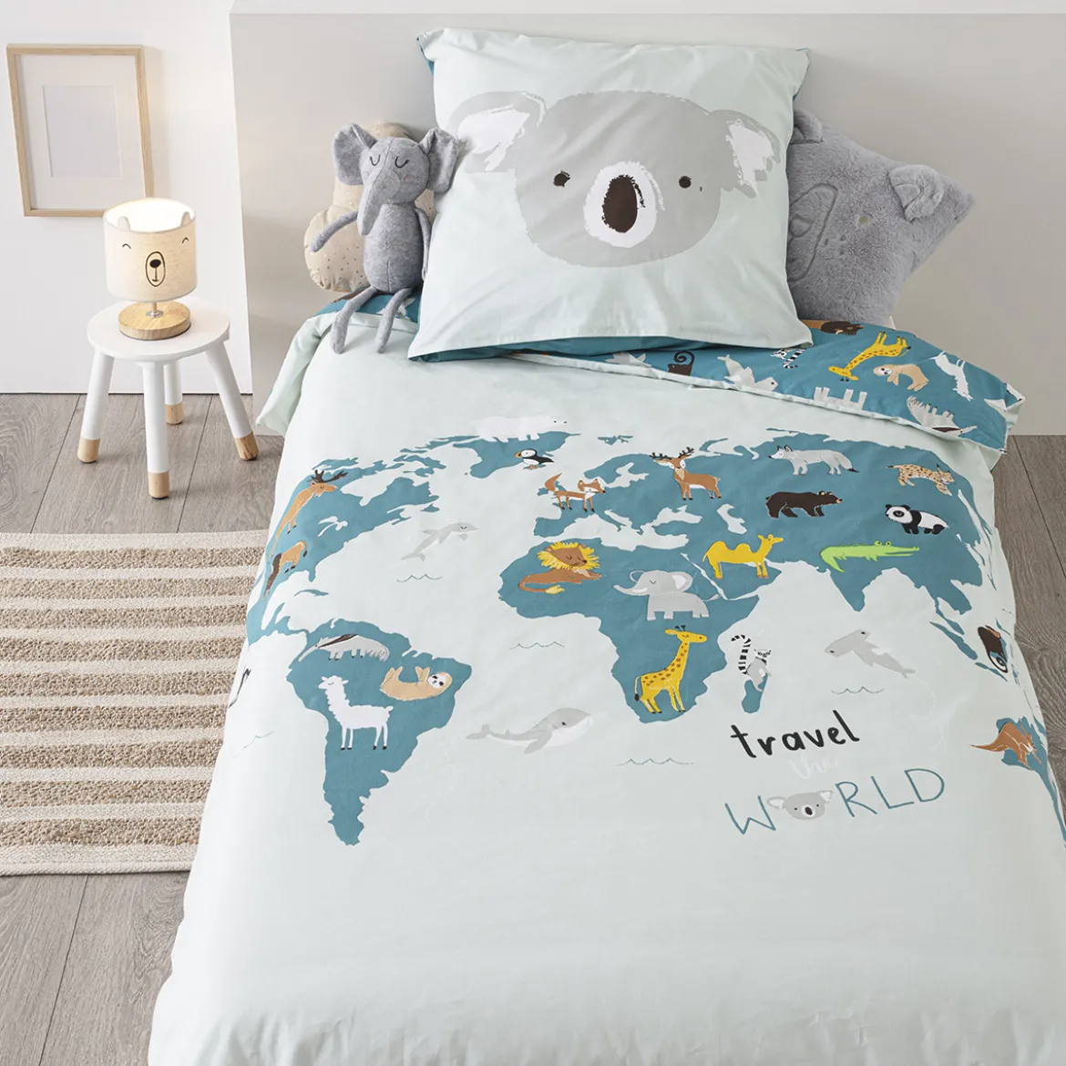 Parure de lit enfant 2 pièces "Carte du monde"