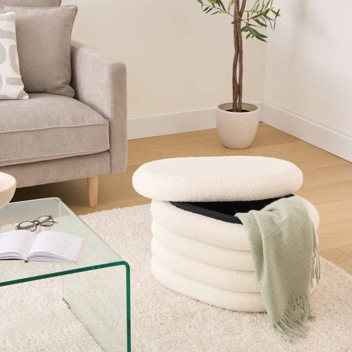 Pouf coffre bouclette "Giulia"