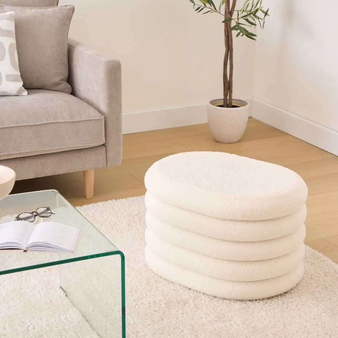 Pouf coffre bouclette "Giulia"
