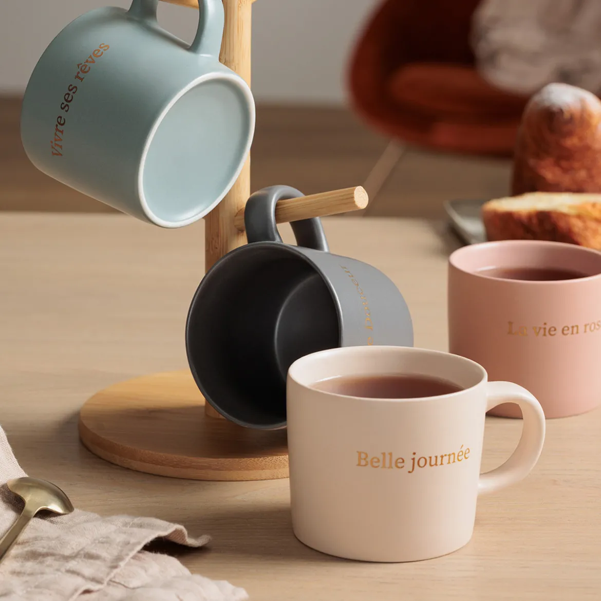 Rack 4 mugs "Belle Journee"