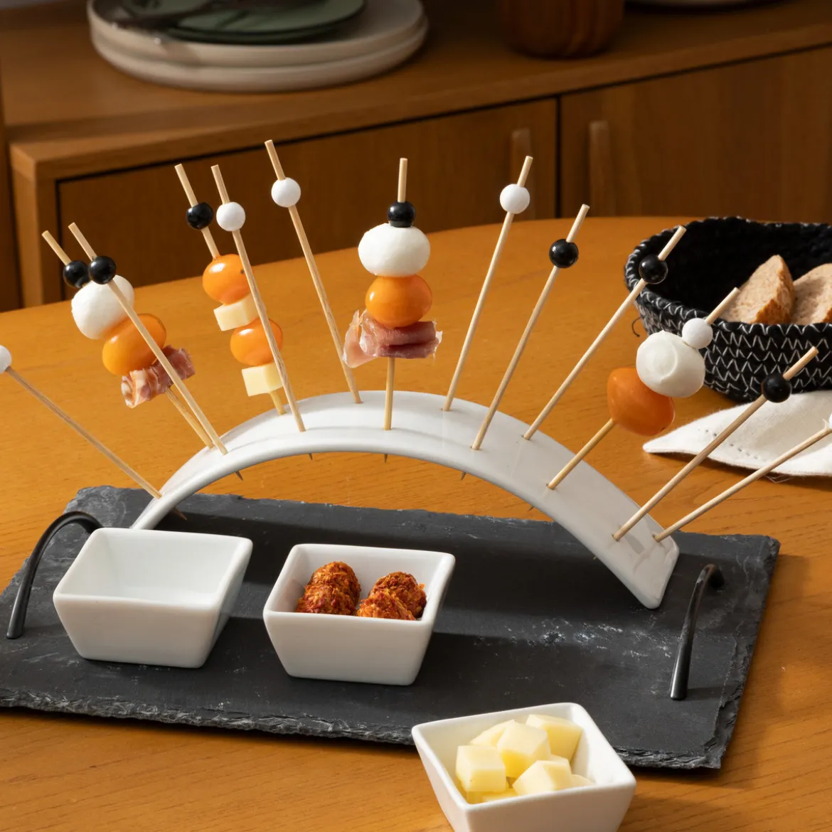 Set apéritif arc 5 pièces "Ardoise"
