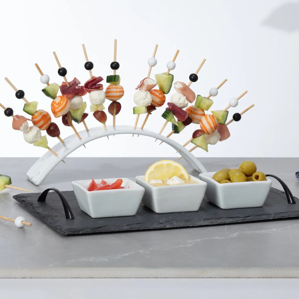 Set apéritif arc 5 pièces "Ardoise"