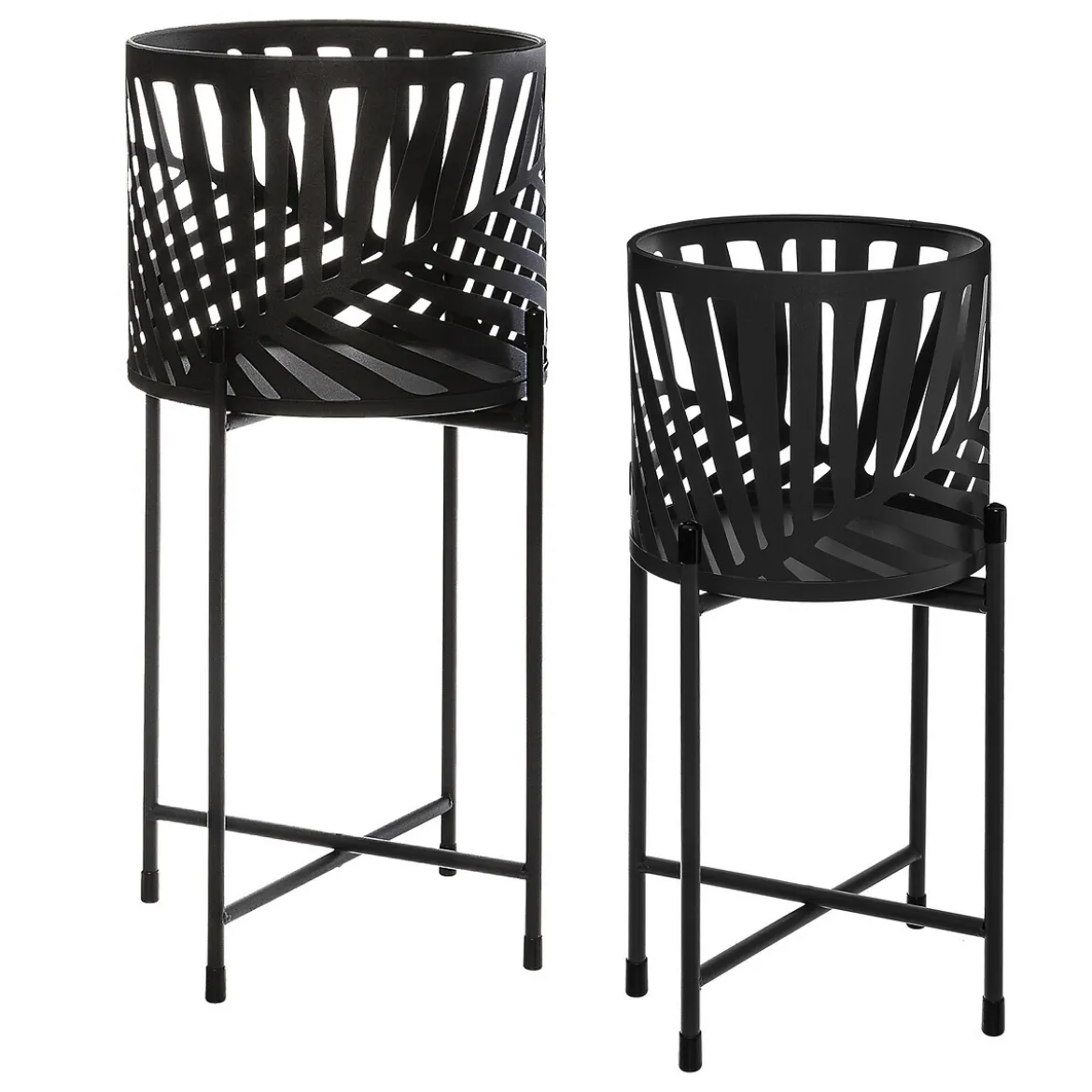 Set de 2 pots avec support "Feuilles"