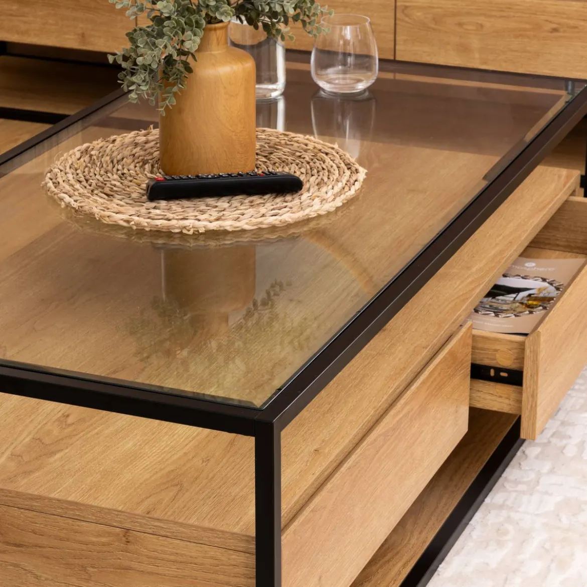Table basse 2 tiroirs "Aldea"