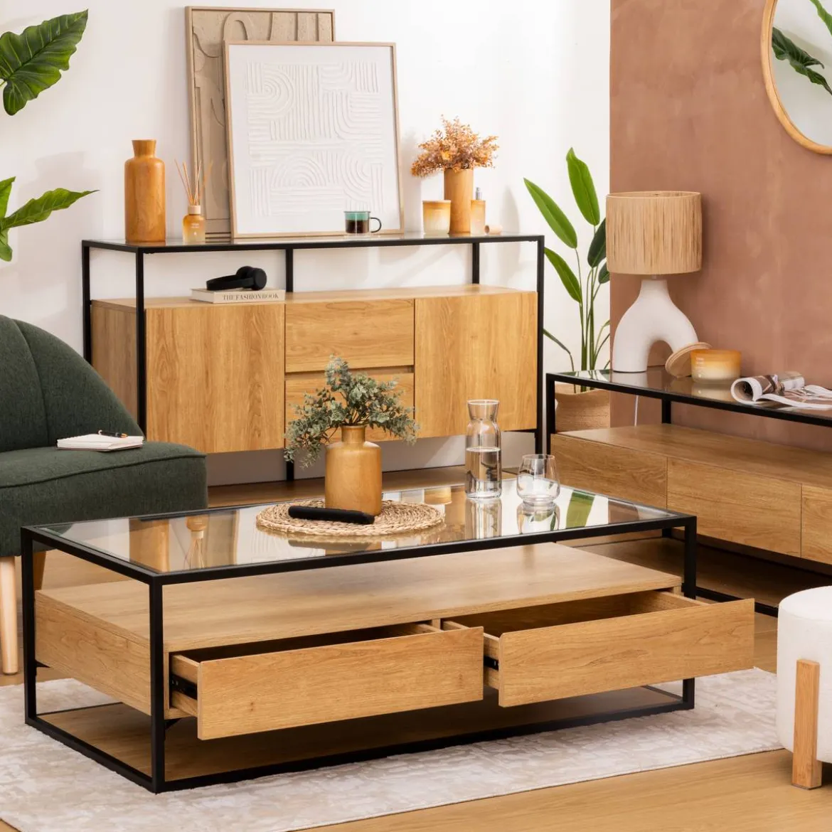 Table basse 2 tiroirs "Aldea"