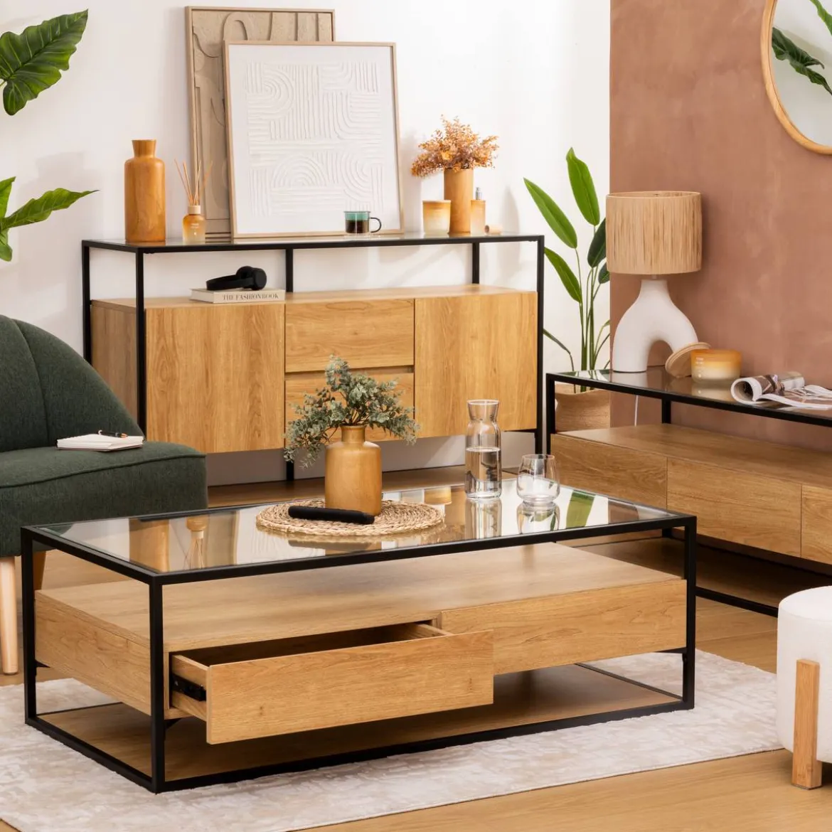 Table basse 2 tiroirs "Aldea"