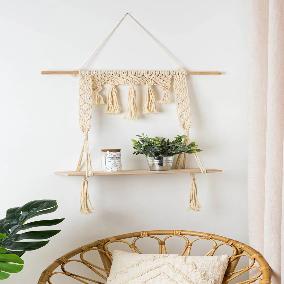 Étagère murale macramé