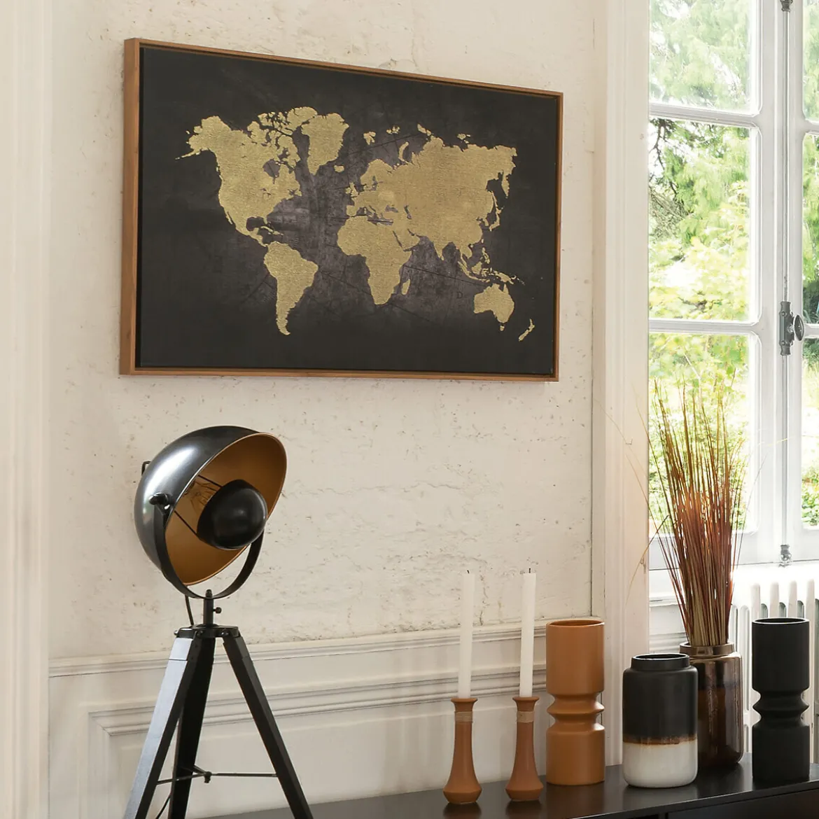 Toile encadrée "Mapmonde"