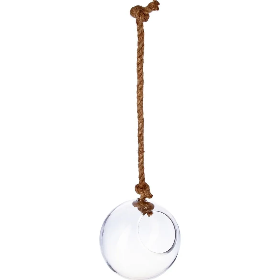 Vase boule, verre et corde